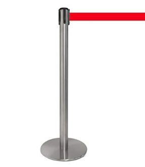 Chromed tensa barrier with red belt rental in Milan Italy